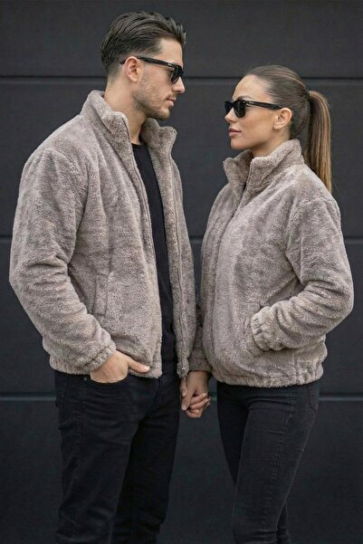 Delpino Unisex Women Men Lover Plush Half Oversized Coat Jacket