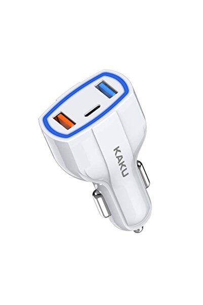 KAKU Încărcător auto, USB-C + USB-A dual, încărcare rapidă QC3.0 20W, alb, Ka...