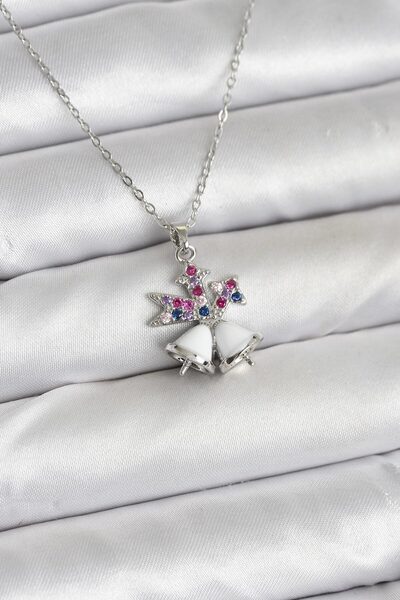 Skygo قلادة نسائية من الفولاذ 316L بلون فضي على شكل جرس عيد الميلاد - TJ-BKO1...