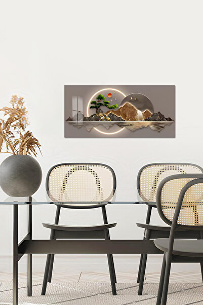 kutuTR 3D Görünümlü Temperli Cam Tablo – Dağ Manzarası Uv Baskı 60×30 Cm (Işıklı Değildir)- TVD041