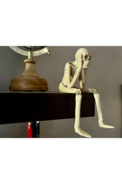 HasFar Tech Skeleton Decorative Figurine Sitting on Table Thinking Skeleton Design