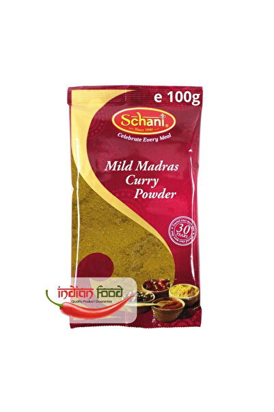 Schani Pudră de curry Madras blândă (condiment pentru curry mediu) 100g