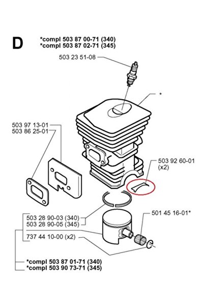 Original Genuine Husqvarna 340, 345 chainsaw cylinder plate