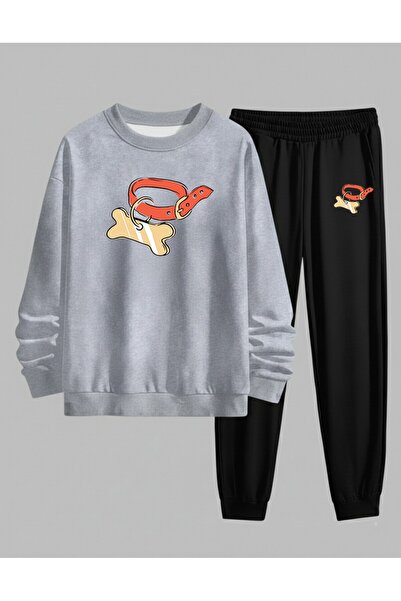 LORVEX Bisiklet Yaka Çocuk Swea tricou - Set de trening cu imprimeu DOG COLLA...