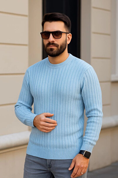 MODA Men's Cycling Round Neck Knitwear Sweater Cotton Thick Corded Fabric Wov...