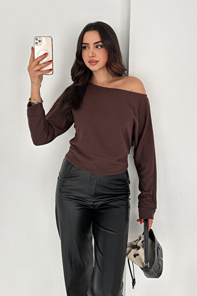 Noa Noa Women's Off-Shoulder Long Sleeve Blouse – Wine Mood
