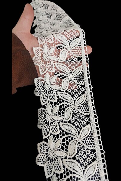 DUAYEN güpür dantel geniş çiçekli kenar desen 1 metre