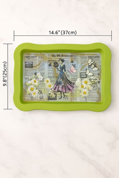 Reoona Retro Floral Pattern Metal Serving Tray – Stylish Kitchen & Presentation Tray