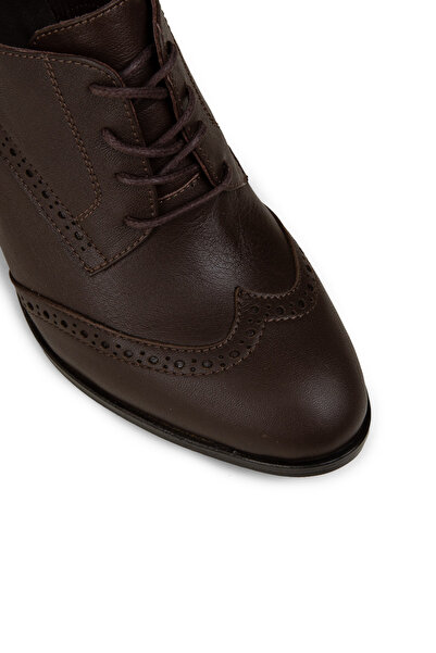 Deery Women's Genuine Leather Brown Casual Heeled Shoes