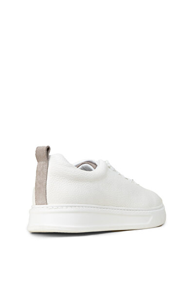 Deery Men's White Genuine Leather Sneakers