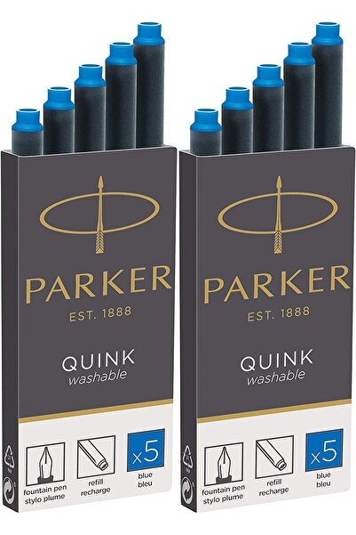 Parker Parker Quinck Washable Ink Pen Refills, 10 Blue Ink Packs (10 Cartridges, Blue) - 1800