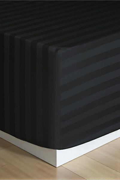 VESSİNOHOME Calmia Series Single Striped Satin Fitted Sheet - Soft, Shiny, Non-Slip Premium Fabric