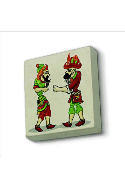 Souvenest Hacivat with Karagöz Printed Natural Stone Magnetkrt-114 Refrigerator Ornament