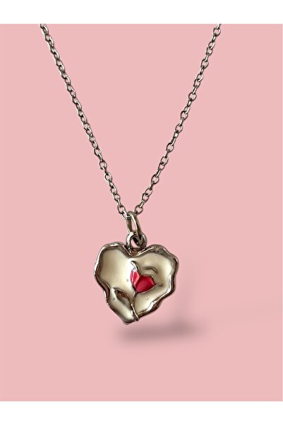 FALAVİ Rose Heart Steel Necklace