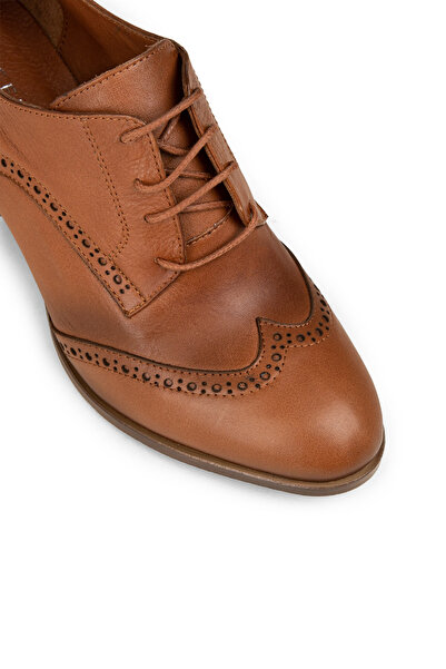 Deery Women's Genuine Leather Tan Casual Heeled Shoes