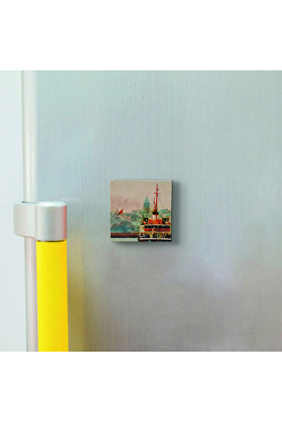 Souvenest Istanbul Steamship Printed Natural Stone Magnetkrt-033 Refrigerator Ornament