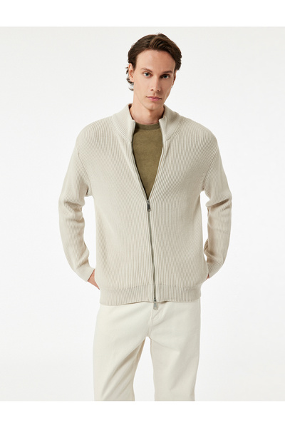 Koton Long Sleeve Cotton Full Zip Knit Cardigan