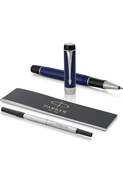 Parker باركر قلم حبر جاف كلاسيكي من دوفولد بلون ازرق واسود مطلي بالكروم | صندوق هدايا | 8496