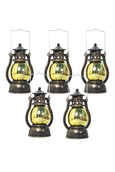 HOZRO Set de 5 felinare decorative, LED cald, 10 cm, aurii (Model 117-85)