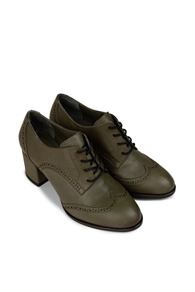 Deery Women's Genuine Leather Green Casual Heeled Shoes