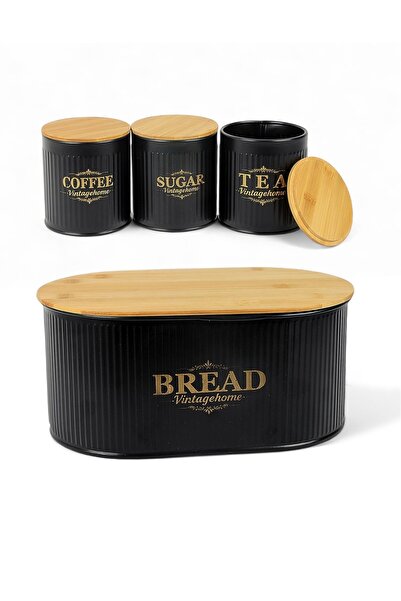 LeylArt Metal Bread Bin & Jar Set with Bamboo Lid – Modern Kitchen Layout