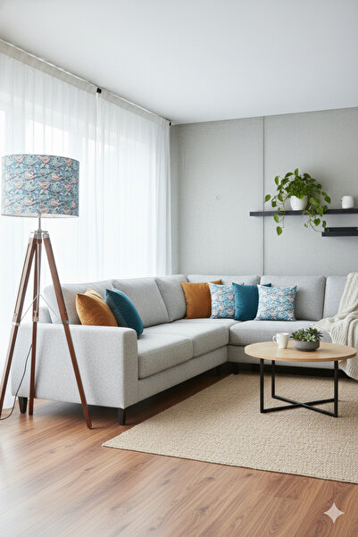 Otay Ev Dekorasyon Kuşlar Desenli Dijital Baskılı Lambader Başlığı ( Sadece B...