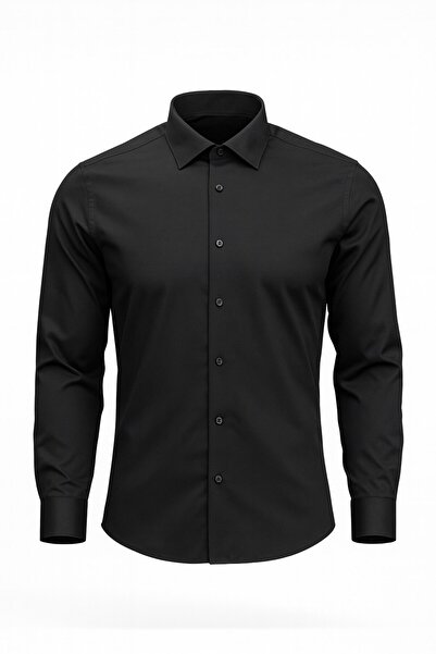 Plus Scorpion Ανδρικό πουκάμισο Classic εφαρμοστό – Ύφασμα που αναπνέει, κομψό πουκάμισο γραφείου, λευκό/μαύρο