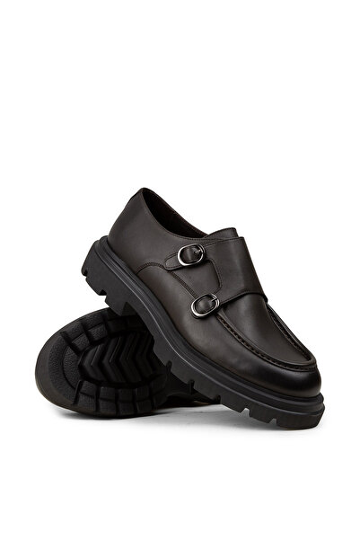 Deery Men's Genuine Leather Khaki Double Buckle Casual Shoes