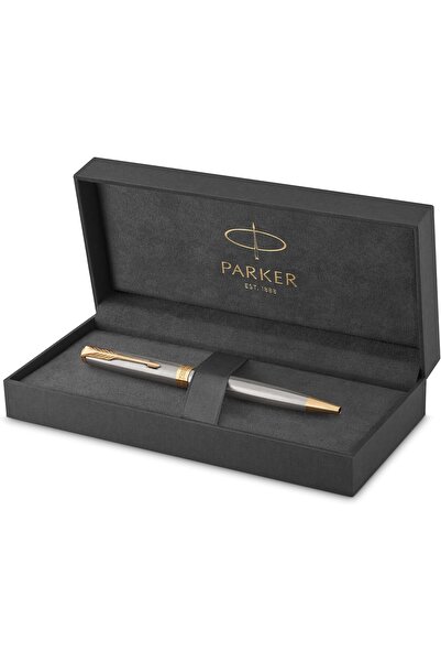 Parker قلم حبر سونيت بطرف كروي من الستانلس ستيل مع طرف ذهبي باركر متوسط النقاط| 8560