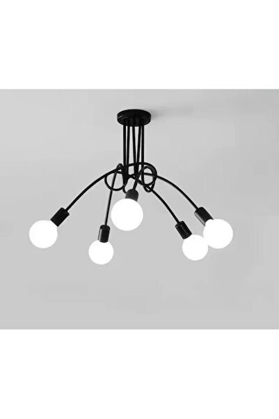 OEM Lustra Penta 5, Negru, 5x E27, 65x50cm, Design Modern