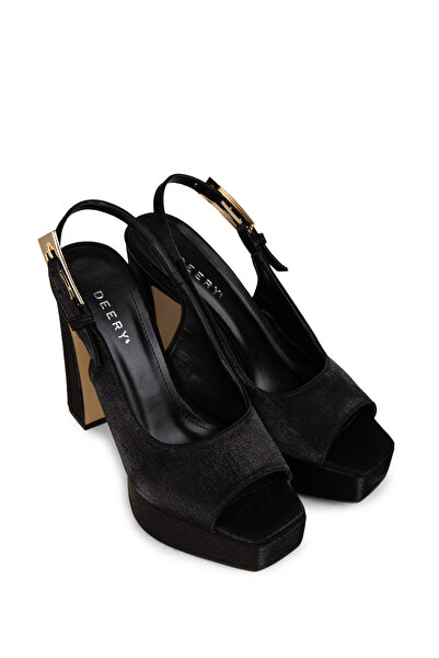 Deery Women's Black Satin Evening Shoes