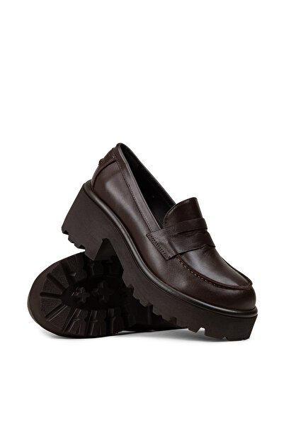 Deery Women's Genuine Leather Brown Platform Loafer