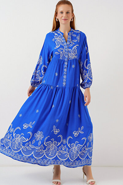 Ottawe Relaxed Fit Rahat Kalıp Hakim Yaka Uzun Kol Otantik Desenli A-Line Önü...