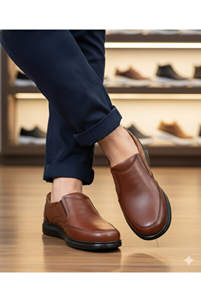GÜR MODA AYAKKABI Inside and Outside Genuine Leather Orthopedic Leather Lining Laceless Loafers Daily Classic Shoes