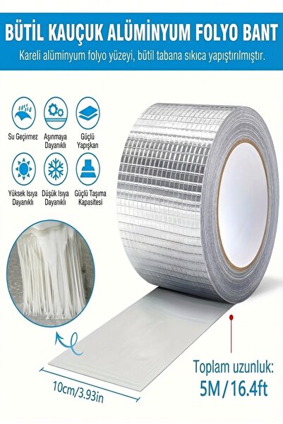 BEYZANA Çamur Bant Sızdırmaz-Su Kaçırmaz-Isıya Dayanıklı Çamur Bant-Folyo Kaplı