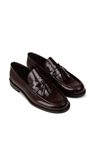 Deery Men's Burgundy Genuine Leather Tasseled Loafer