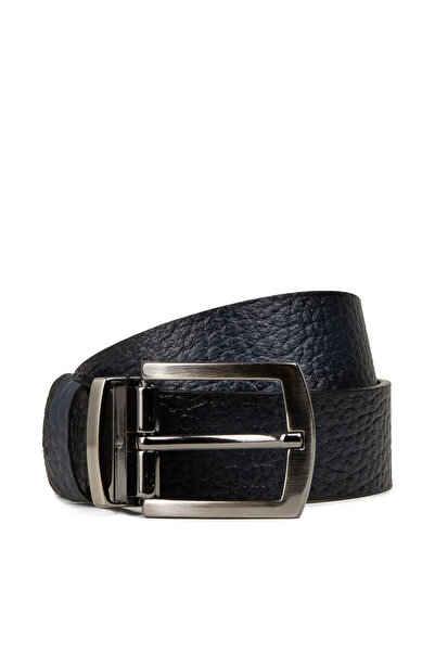 Deery Genuine Leather Navy Blue - Black Double-Sided Men's Belt
