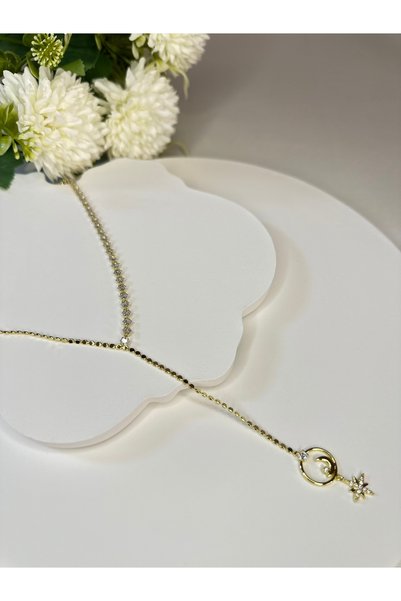 New Meluna Moon Star Model Women's Steel Y Necklace Non-Tarnish Water-Resistant Hypoallergenic