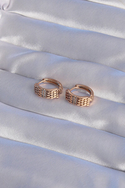 HarmonyAura Xuping Rose Color Zircon Jewelled Embroidered Hoop Earrings