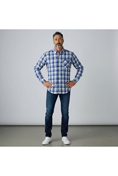 EREN STYLE Cămașă clasică pentru pădurar, 100% bumbac, cu mânecă lungă, care ...