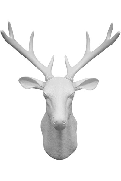 Other Wall decor with a faux deer head design, mounted in the shape of an animal head for wall decoration, white color.