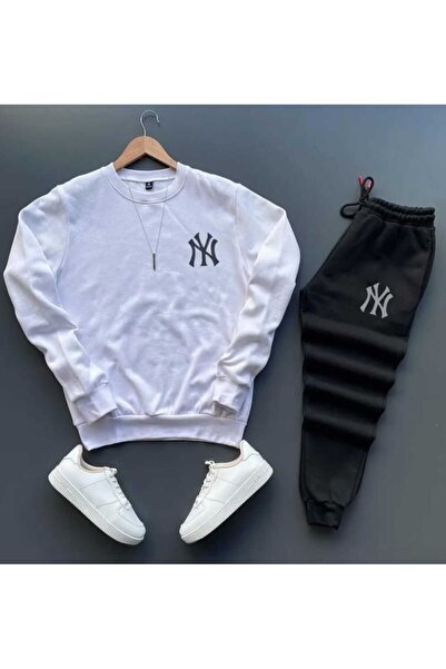 woonkey Unisex Bay Ny Printed Tracksuit Set Cotton 2-Piece Set