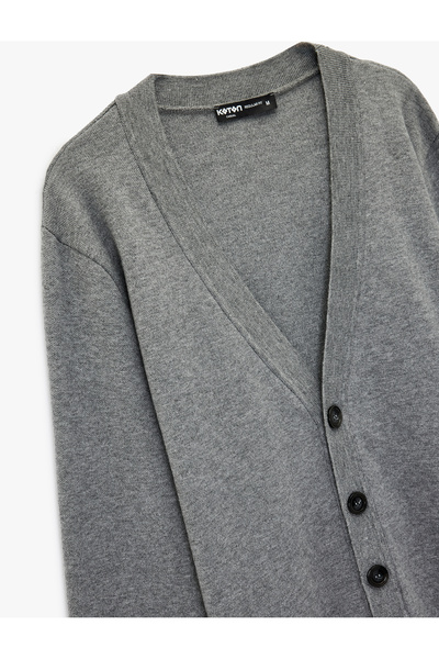 Koton Long Sleeve Viscose Blend Buttoned V-Neck Knitwear Cardigan
