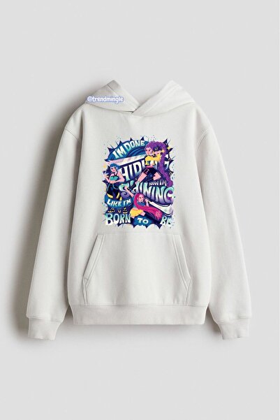 DEEFWEAR White K-Pop Demon Hunters Born to Be Printed Oversized Hoodie Unisex Sweatshirt-Trendmingle