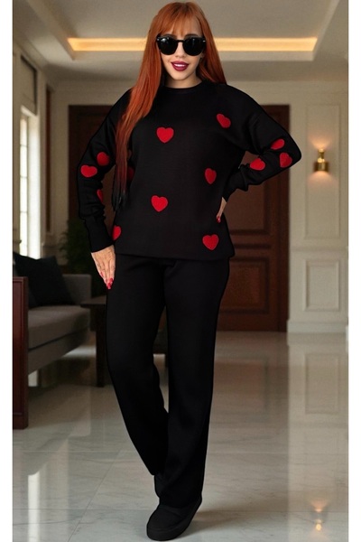 styleFlex Set with embroidered hearts made of elastic knit, 50% viscose
