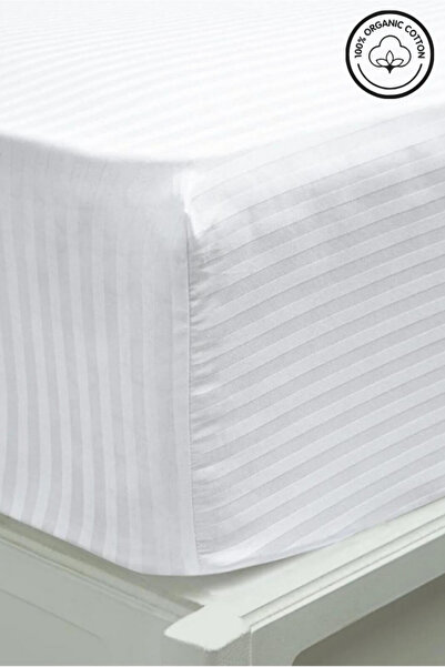 VESSİNOHOME Calmia Series Single Striped Satin Fitted Sheet - Soft, Shiny, Non-Slip Premium Fabric