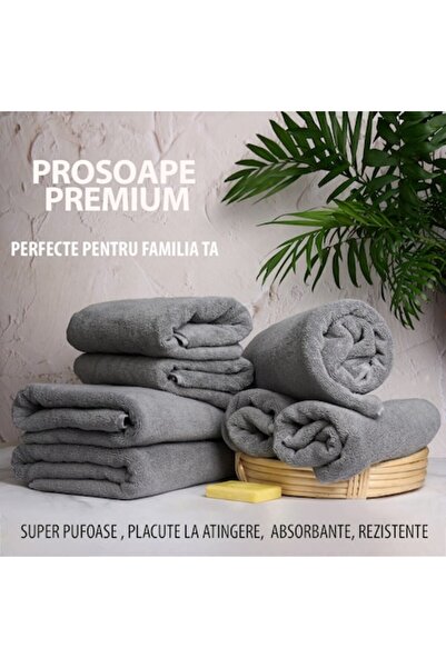 OEM Set of 4 Premium Pure Terry Towels, 580 g/m², 100% Cotton, Grey (2x70x140cm, 2x50x100cm)