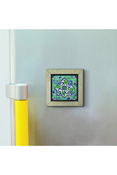 Souvenest Topkapi Palace Tile Pattern Printed Wooden Mdf Magnet 7cm X 7cm | 1G-Çini3