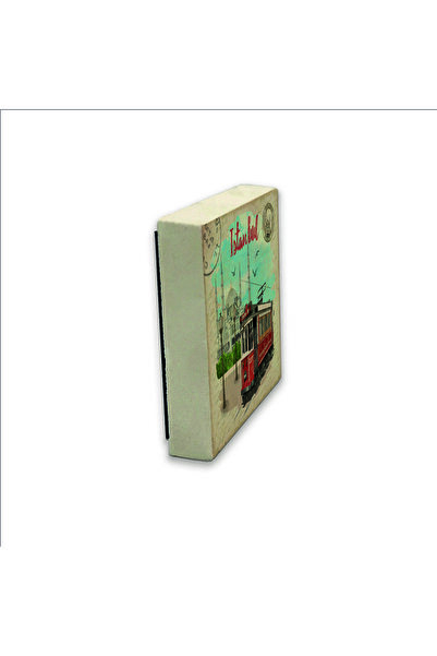 Souvenest Nostalgic Tram Printed Natural Stone Magnetkrt-044 Refrigerator Ornament