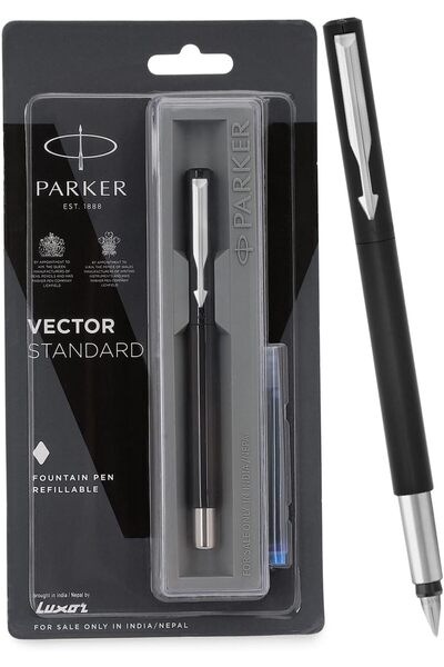 Parker قلم حبر جاف فيكتور قياسي (جسم أسود) مع خرطوشة مجانية واحدة
